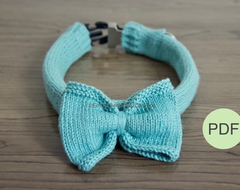 Dog Collar Cover Bowtie Knitting Pattern (PDF) | English Only