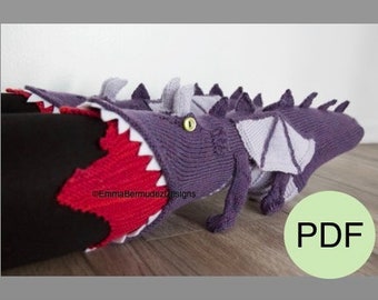 Dragon Sock Knitting Pattern | Child to Adult Sizes (PDF Pattern) | English Only