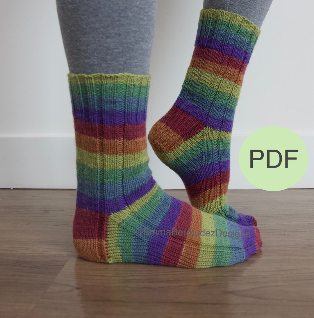 Basic Ribbed Sock Pattern Ribbed Sock Knitting Pattern | Cuff Down, Multiple Sizes (PDF Pattern ...