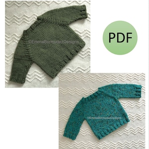 PDF | Knitting Pattern | Bulky Baby Sweater Pullover | 0-3, 3-6, 6-12 Month, & 1-2, 2-4 Year | Top Down | Digital Download | ENGLISH ONLY