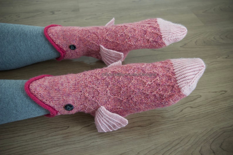 PDF Knitting Pattern Catch of the Day Fish Socks Pattern Digital Download Cuff Down Socks Animal Socks ENGLISH ONLY image 8