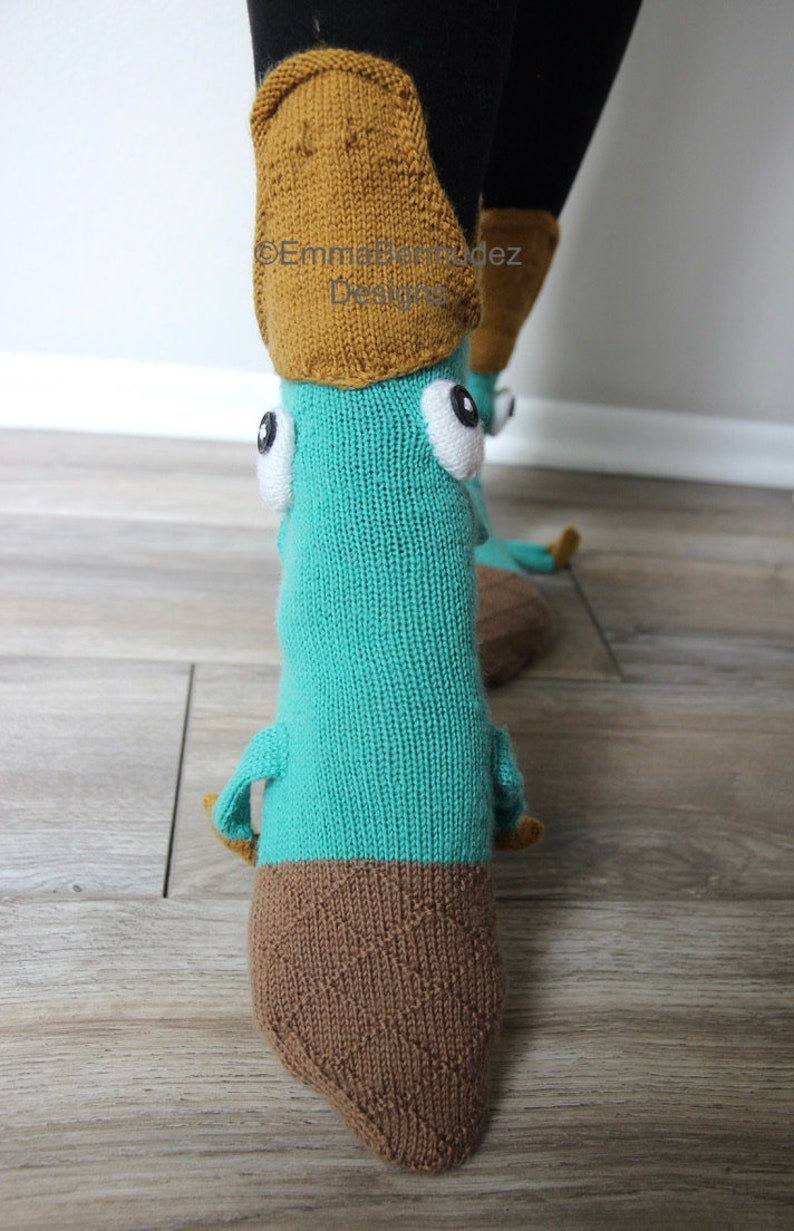 PDF Knitting Pattern Socks the Platypus Knit Animal Socks Funky Knitting Pattern Digital Download Cuff Down ENGLISH ONLY image 3