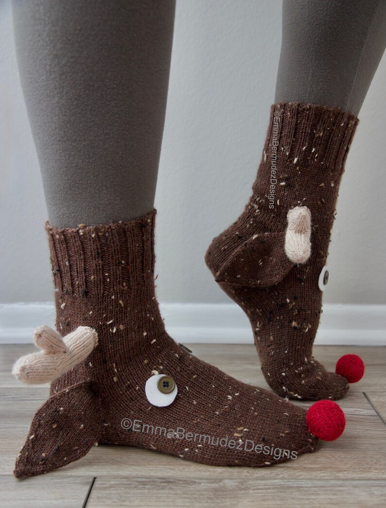 PDF Knitting Pattern Rudolph Socks Knitting Pattern Ugly Christmas Socks Knitting Pattern ENGLISH ONLY Digital Download image 8