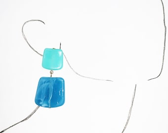 Green Blue and Gold Dangle Earrings/Drop Earrings/Work/Beach/Vacation/Tropical/Honeymoon/Bachelorette/Teacher/Babymoon Gift