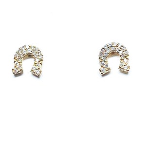 Lucky Gold Horseshoe Stud Earrings/Tiny Horseshoe/Gold Stud Earrings/Small Statement Earrings/Trendy Earrings/Fashion 2021/Unique Earrings