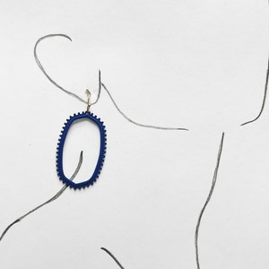 Oval Blue Bumpy Dangle Earrings/Prussian Blue/Indigo Earrings/Work Earrings/School Earrings/Beach/Tropical/Babymoon/Honeymoon/Teacher/Trendy