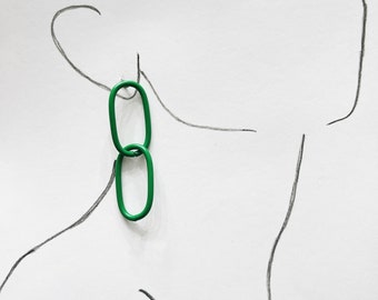 Green Short Chain Dangle Earrings/2021 Fashion/Trendy Earrings/Work Earrings/Vacation/Beach/Honeymoon/Bachelorette/Chubby Chain Earrings