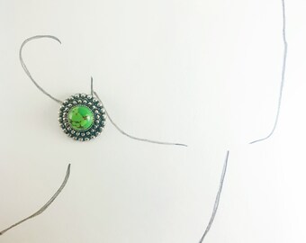 Marble Green Ball in Circle Pewter Stud Earrings/Wedding/Southern/Teacher/Birthday Gift/Western/Cowgirl/Rodeo/Southwestern/Country/Work