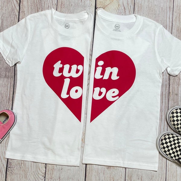 Twin Love T-Shirt Set || Valentine’s Day Twin Shirts || Valentine’s Day Heart Shirt/Bodysuit || Baby, Toddler, Kids