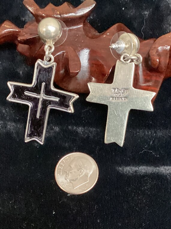 Sterling Silver Taxco Cross Earrings