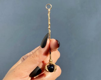 sabrina aunt zelda cigarette holder Gold Brass Witchy Cigarette Holder With Black Agate Onyx Orb Talon Sabrina  Aunt Zelda Wand Jazz