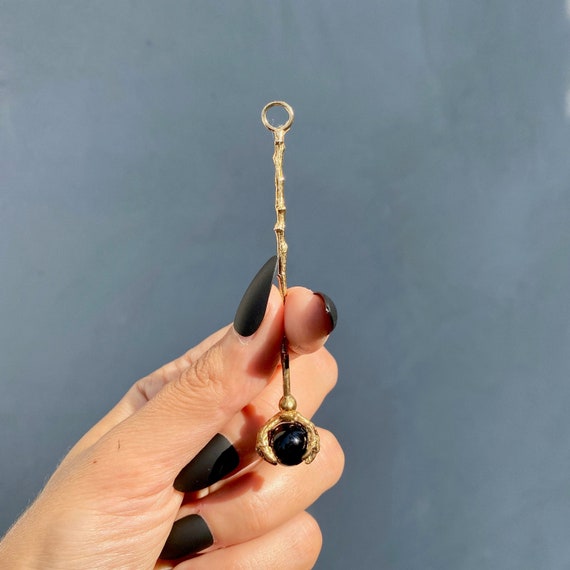 sabrina aunt zelda cigarette holder Gold Brass Witchy Cigarette Holder With Black Agate Onyx Orb Talon Sabrina  Aunt Zelda Wand Jazz