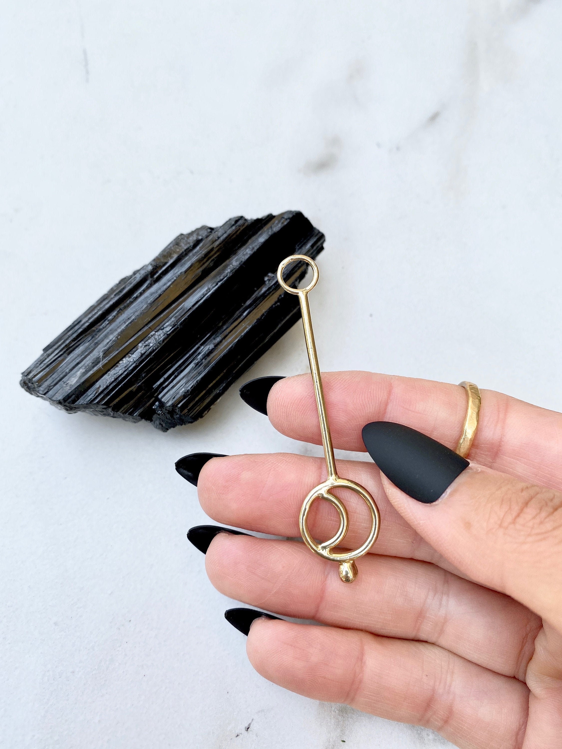 Gold Brass Moon Cigarette Holder Witchy Sabrina Aunt Zelda Wand