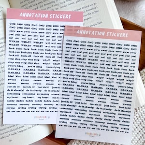 Annotation Sticker Sheet | Reader Accessory, Bookworm Gift, Bookish Sticker Sheet Pack, Funny Reading Reactions, Fun Gift for Readers
