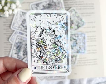 The Lovers Tarot Card Holographic Sticker // Bookish merch, Bookish stickers, Stationary