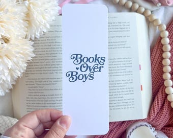 Books Over Boys Bookmark | Bookworm Gift, Cute Book Lovers’ Gift, Unique Bookish Merch, Fun Reader Accessory, Pink Presents, Reader Gifts