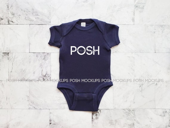 Baby Bodysuit Mockup Navy Blue Rabbit Skins 4400 Photo Etsy