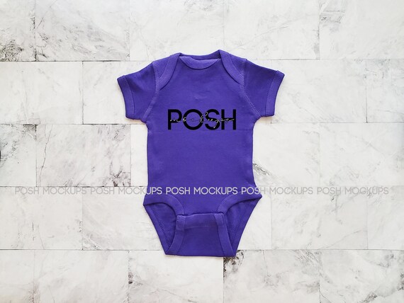Baby Bodysuit Mockup Purple Rabbit Skins 4400 Photo Flatlay Etsy