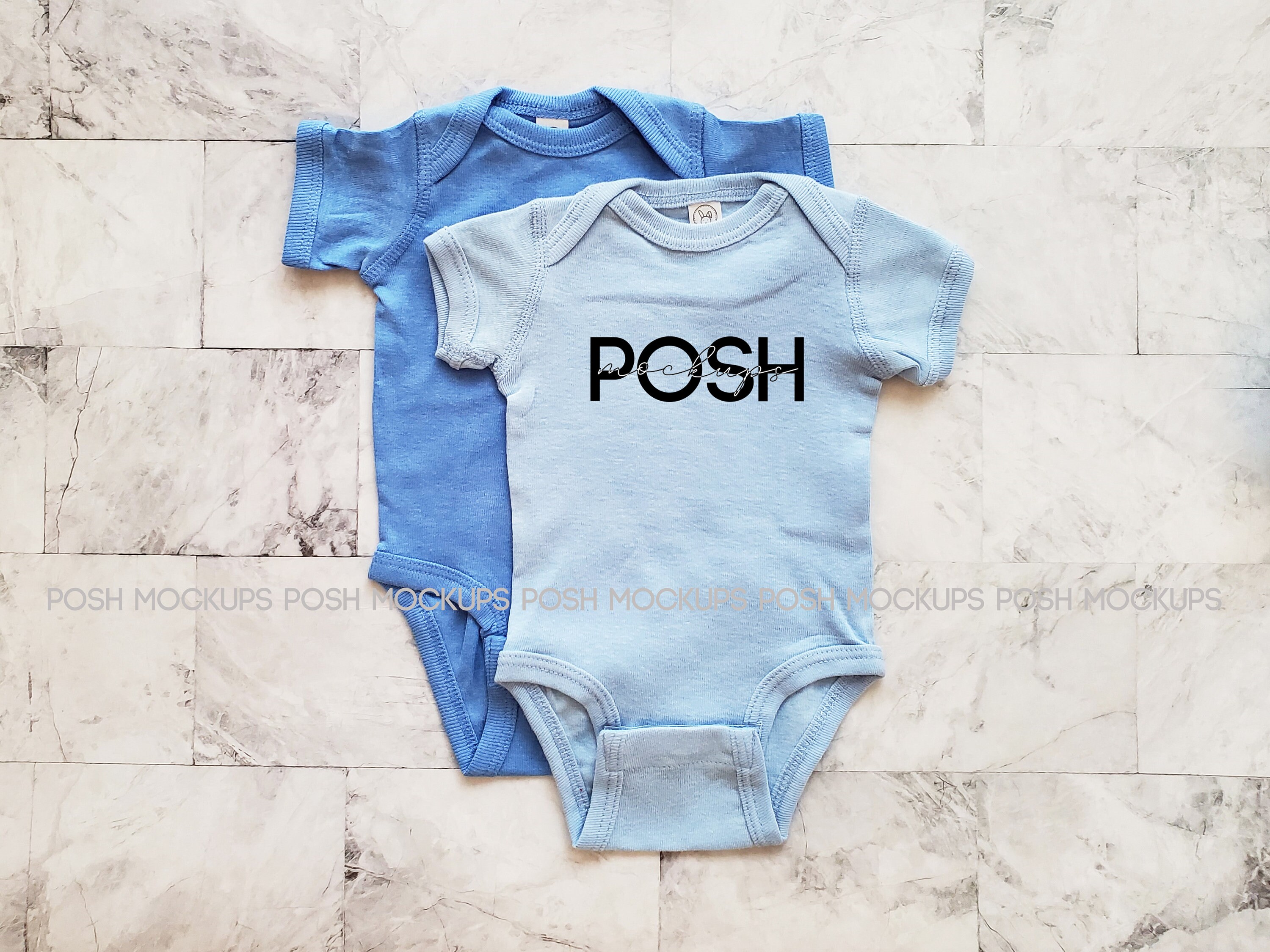 Baby Bodysuit Mockup Light Blue And Carolina Blue Rabbit Etsy