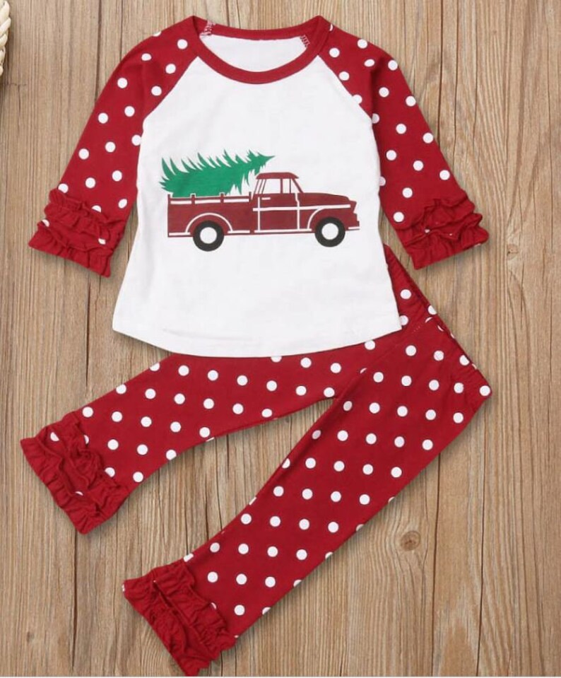 Girls Christmas Ruffle Pajamas Pre-Sale Ruffle Pants