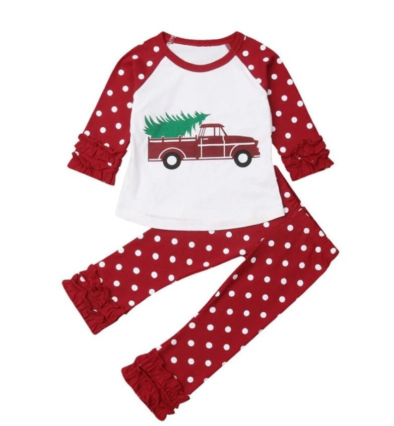 Girls Christmas Ruffle Pajamas Pre-Sale Ruffle Pants