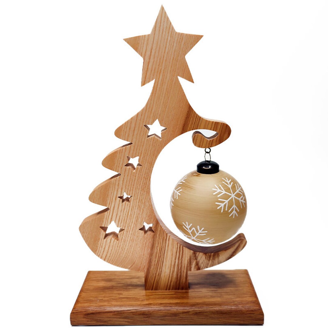 Sapin De Noël En Bois Avec Sa Boule Etsy France