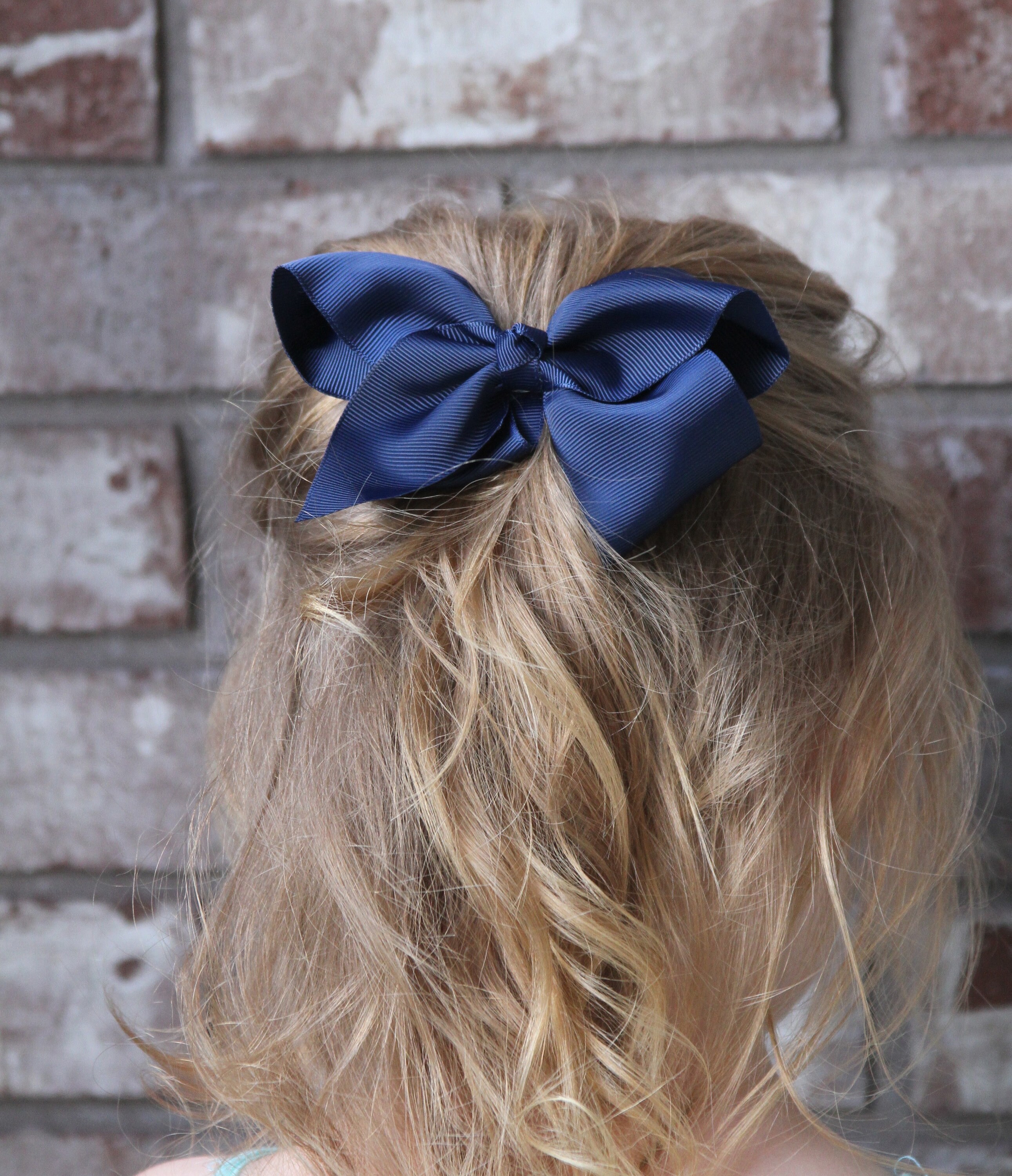 Large Navy Blue Ribbon Bow Girls Hair Clip Baby Girl Hair Etsy