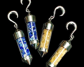 Raw Citrine Ear Weights Tunnel Hangers Stretched Ears Crystal Weights Post Apocalyptic