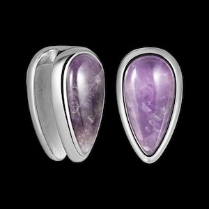 3/4” Amethyst Double Sided Teardrop Diamond Ear Weights