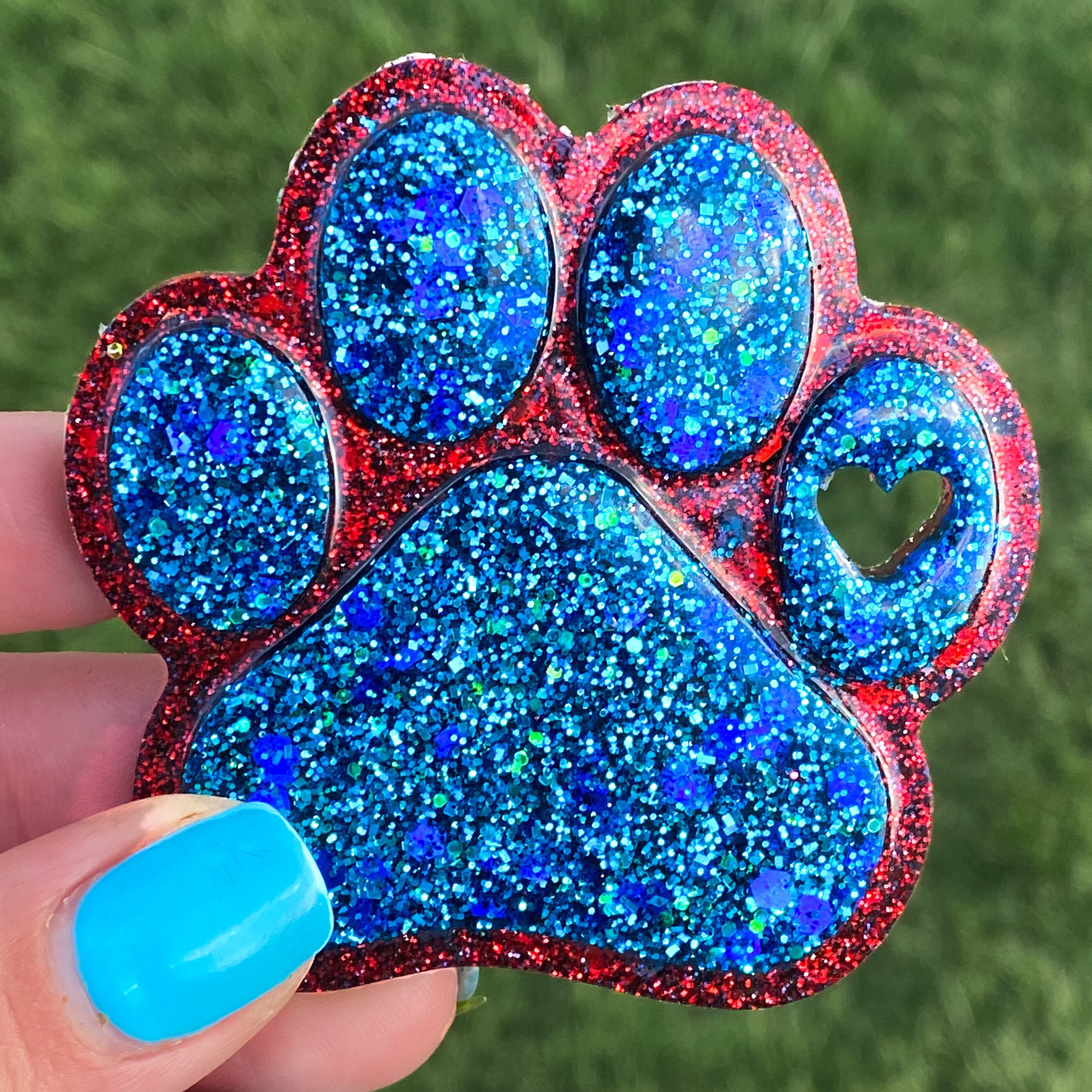 Paw Print keychain / glitter paw print / personalized paw Etsy