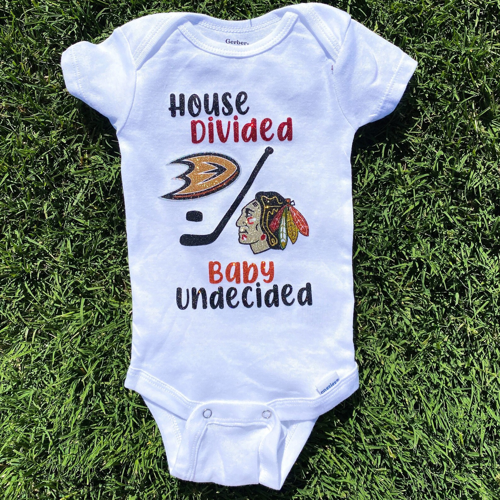 HOCKEY House Divided Baby Undecided team glitter onesie baby Etsy