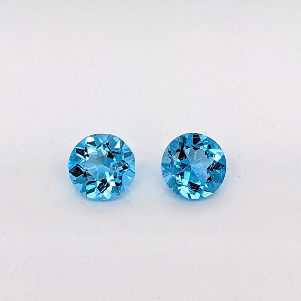 Loose Swiss Blue Topaz Natural Gemstones | Round | 5mm 6mm 7mm 8mm 9mm 10mm 11mm | December Birthstone | Jewelry Center Stone | Certified