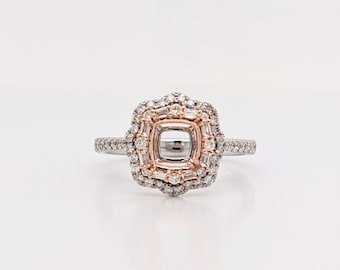 Stunning Statement Ring Semi Mount in Solid 14K Gold | Cushion or Round Cut 5mm 5.5mm 6mm 7mm 8mm 9mm | Stone Ring Setting | Customizable