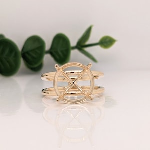 Lovely Split Shank Solitaire Ring Semi Mount in Solid 14k White, Yellow or Rose Gold | Round 11mm | Gemstone Setting | Four Prong