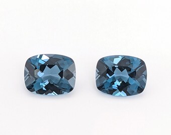 London Blue Topaz Loose Gemstone | Elongated Cushion Shape | 7x5mm 8x6mm 9x7mm 10x8mm 11x9mm 14x10mm| AAA | Stone Setting | Certified