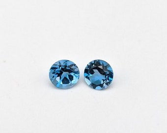 London Blue Topaz Loose Gemstone | Round 3mm 4mm 5mm 6mm 7mm 8mm 9mm 10mm | December Birthstone | AAA | Stone Setting | Blue Gem | Certified