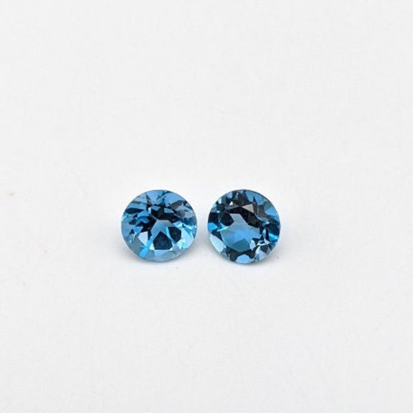 London Blue Topaz Loose Gemstone | Round 3mm 4mm 5mm 6mm 7mm 8mm 9mm 10mm | December Birthstone | AAA | Stone Setting | Blue Gem | Certified