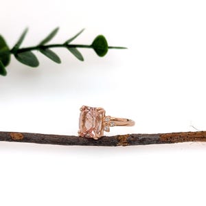 4.15cts Cor De Rosa Morganite Ring W Natural Diamond Accents in 14k Solid Gold