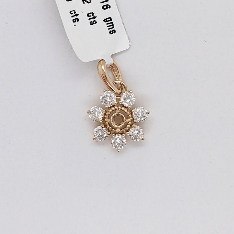 Floral Pendant Setting W Lab Grown or Natural Diamond Accents in 14K