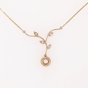 Naturthemen Anhänger Einstellung W Natürliche Diamanten in 14K Massivgold | Rund 3mm 4mm 5mm | angehängte Kette | Personalisierbar