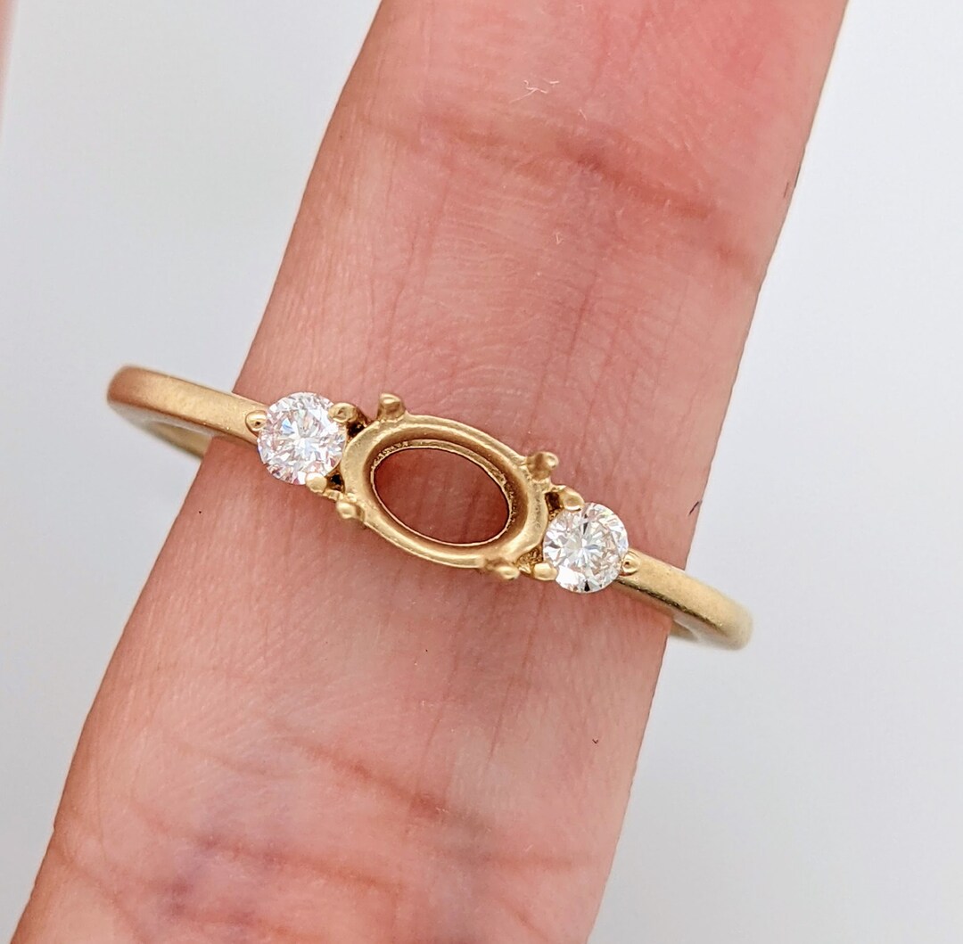 Simple East West Oval Shape Ring Semi Mount in Matte or High Etsy