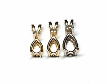 Dainty 14K Gold Pear Pendant Setting 
