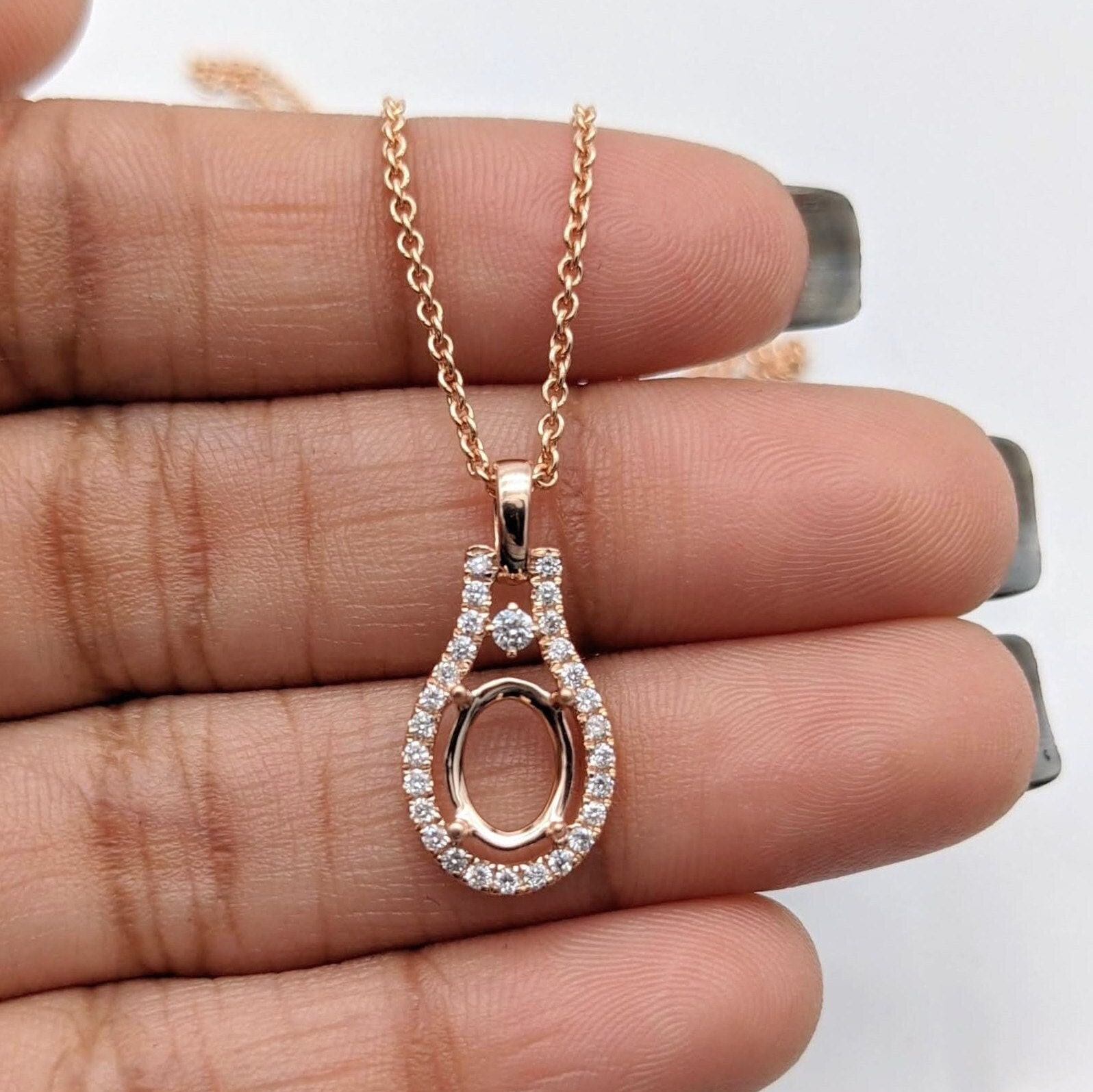 Classic Pink Sapphire Dainty Diamond Halo Pendant 7x5mm Oval Cut Gemstone  Pendant For Gift 14k Real Gold Pendant Jewelry For Women