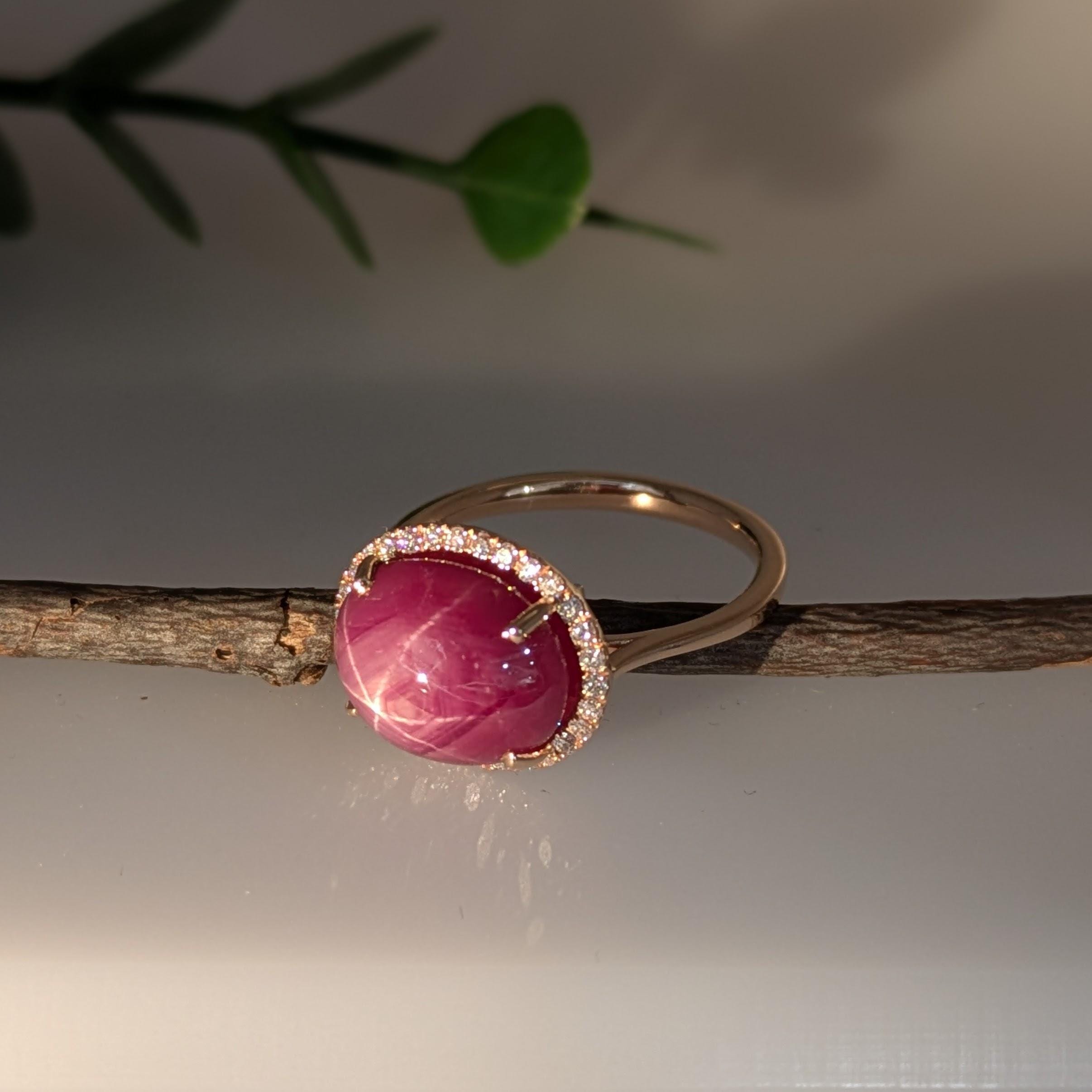 8.4カラット スタールビーリング 天然ダイヤモンドアクセント付き 14K