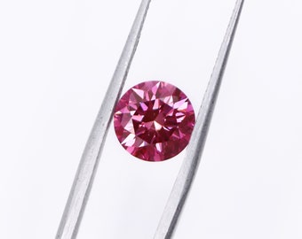 GIA Certified VVS2 Fancy Deep Purplish Pink Diamond | Treated Natural Earth Mined |  2 Carat | Brilliant Round 8mm | Loose Gemstone