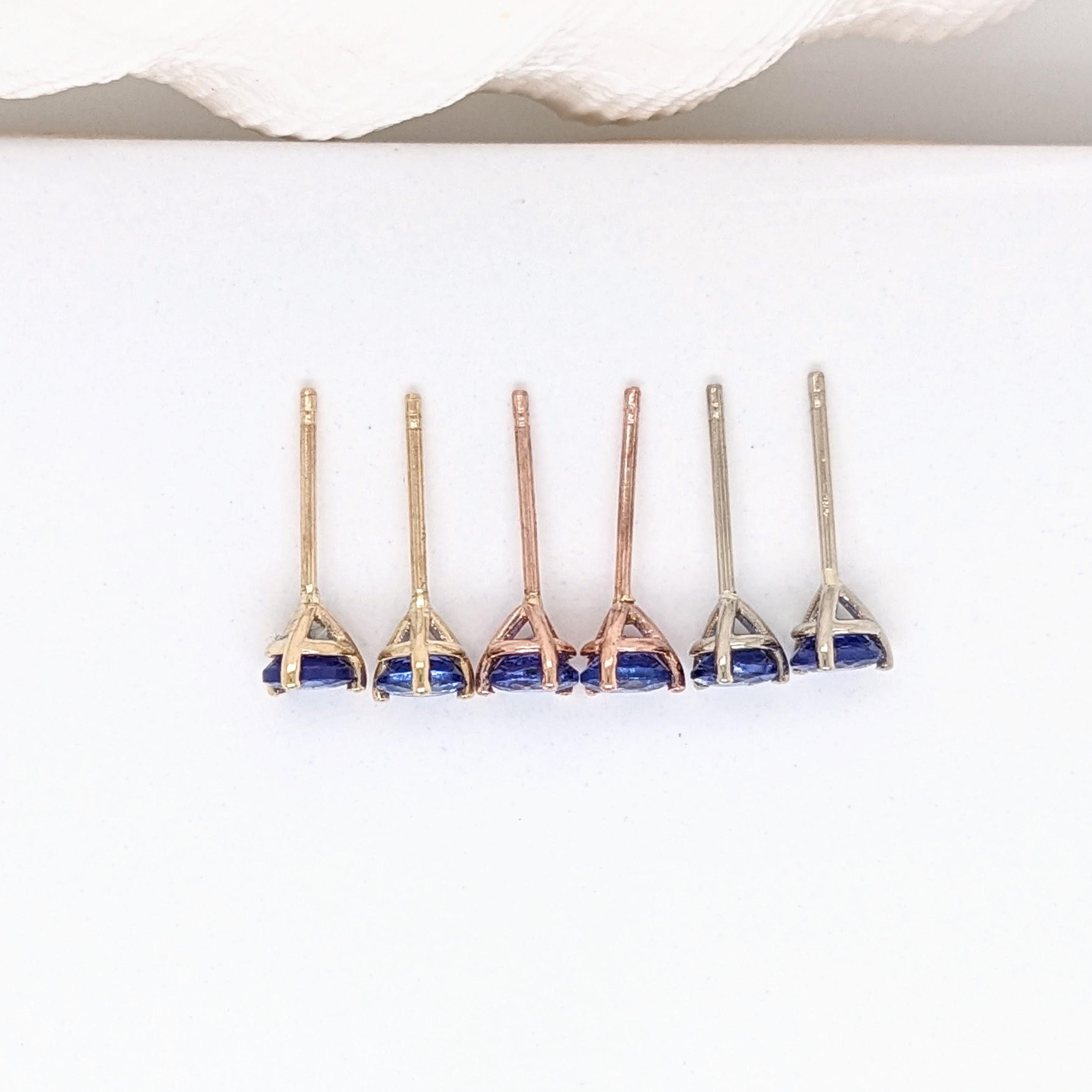Natural Solitaire Tanzanite Studs Earring in 14k Solid White Gold