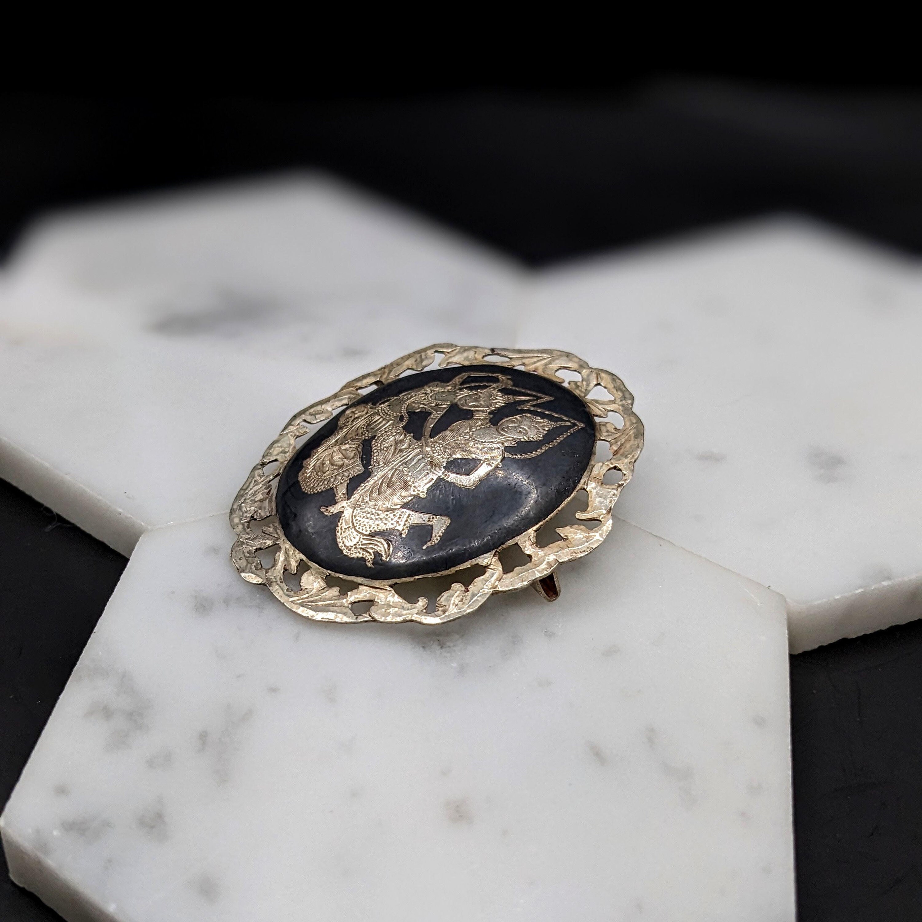 Broche Ancienne En Argent Massif 925 Vermeil Forme Cœur - Vintage, Créateur, France