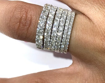 Classic Diamond Band | Natural Diamonds in Solid 14k Gold | Straight Band | Stackable | Wedding Band | Promise Ring | Custom Sizes