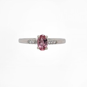 Dainty Imperial Topaz Ring W Natural Diamond Accents in Solid 14k Gold | Ov 6x4