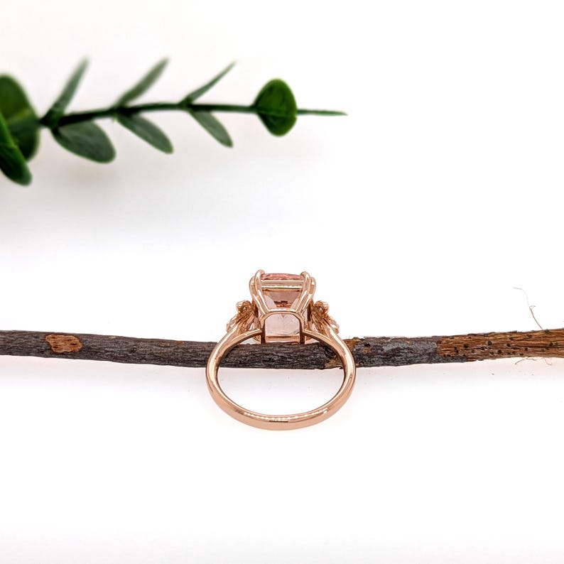 4.15cts Cor De Rosa Morganite Ring W Natural Diamond Accents in 14k Solid Gold